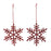 Melrose International Jeweled Metal Snowflake Ornament, Set of 12, Red