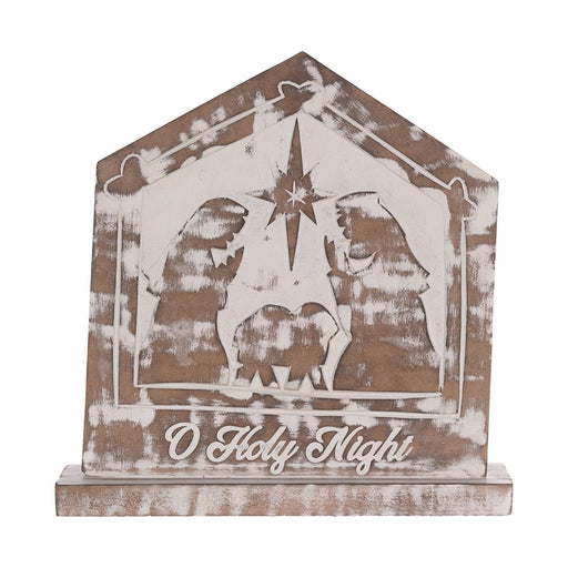 Melrose International White Washed Nativity Sign, Set of 2, Brown - 86921DS