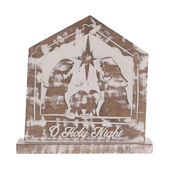 Melrose International White Washed Nativity Sign, Set of 2, Brown - 86921DS