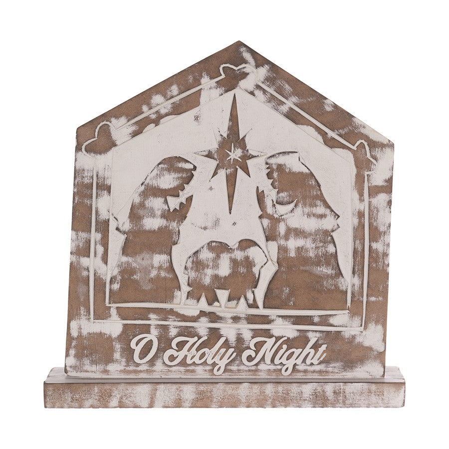 Melrose International White Washed Nativity Sign, Set of 2, Brown - 86921DS
