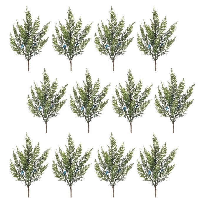 Melrose International Variegated Juniper Spray, Set of 12, Green/Blue