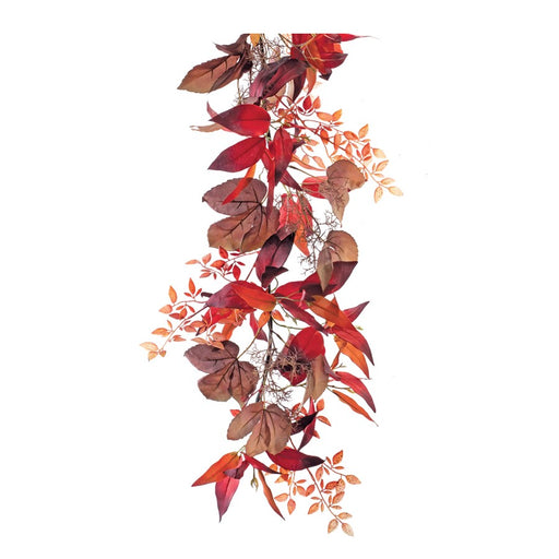 Melrose International Mixed Fall Foliage Garland 6'L, Red/Brown - 86947DS