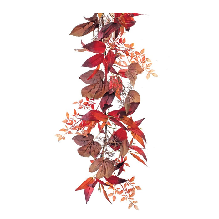 Melrose International Mixed Fall Foliage Garland 6'L, Red/Brown - 86947DS