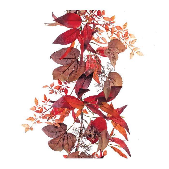 Melrose International Mixed Fall Foliage Garland 6'L, Red/Brown