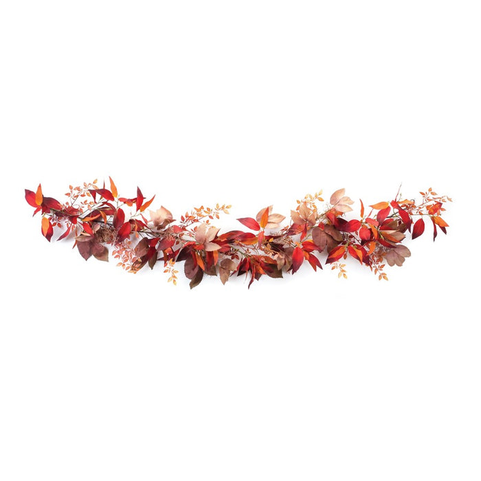 Melrose International Mixed Fall Foliage Garland 6'L, Red/Brown