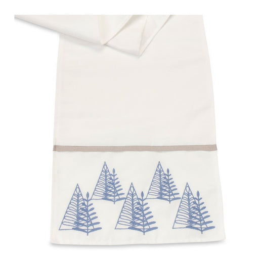 Melrose International Tree Pattern Table Runner 72"L, White/Blue
