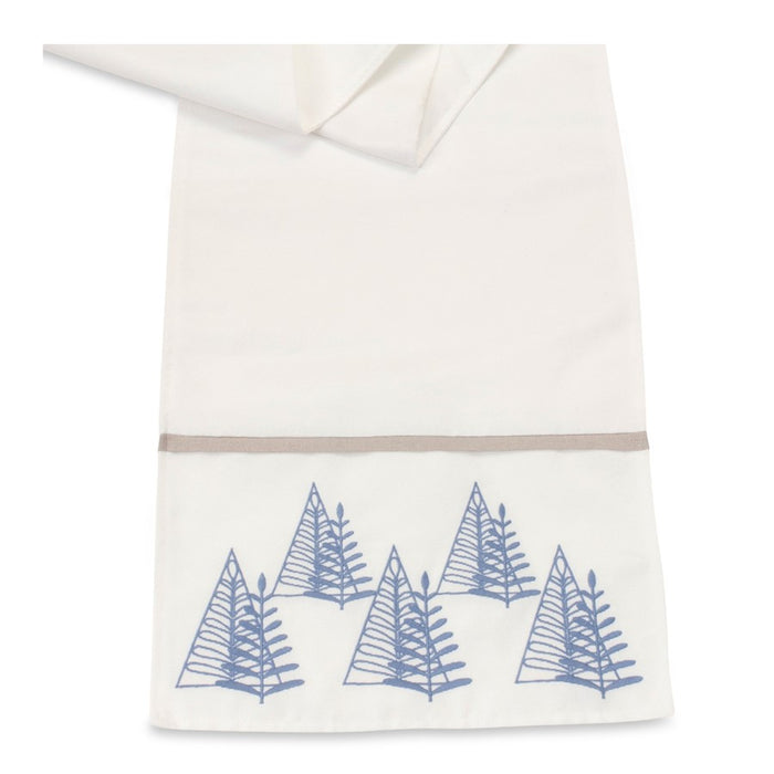 Melrose International Tree Pattern Table Runner 72"L, White/Blue