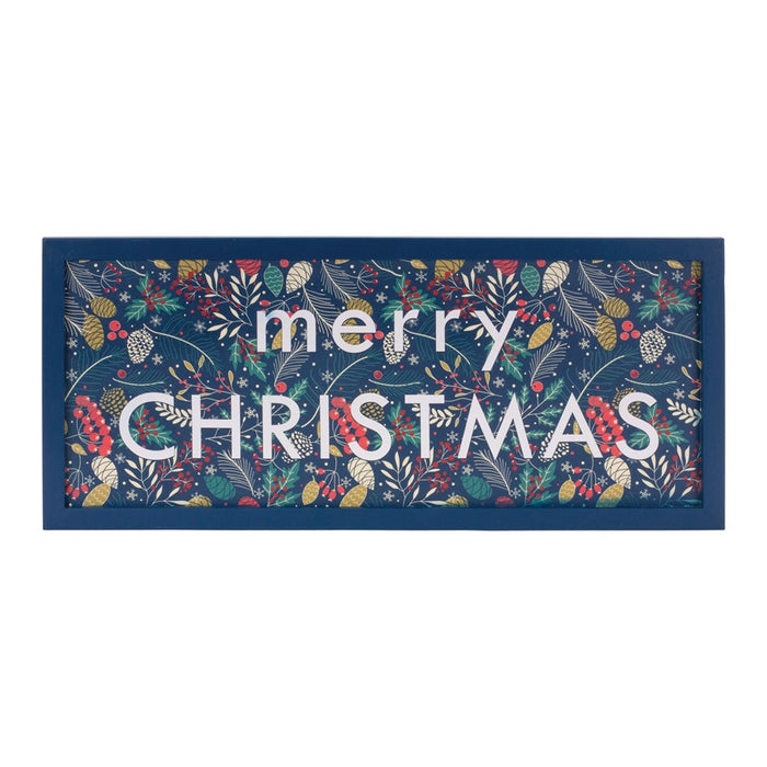 Melrose International Wood Merry Christmas Sign 30"L, White/Blue/Green - 86952DS