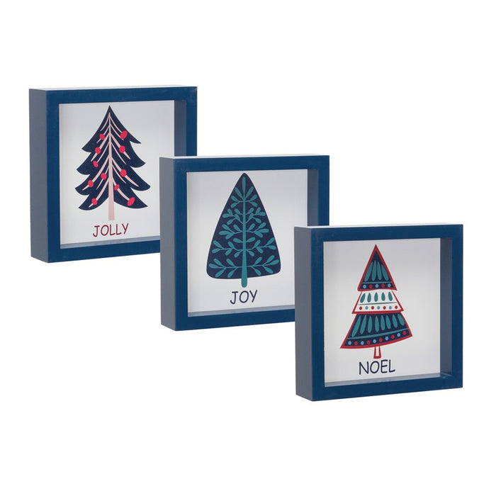 Melrose Pine Tree Sentiment Sign, Set of 6, Blue/Red/Green - 86953DS