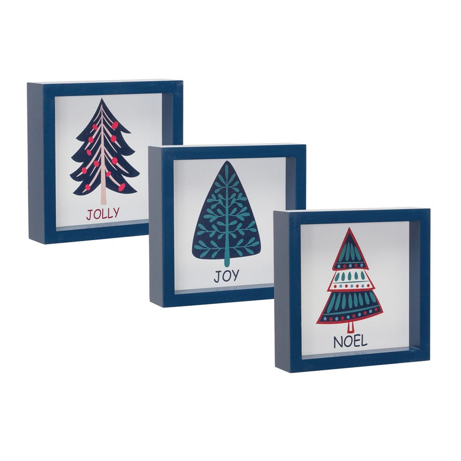 Melrose Pine Tree Sentiment Sign, Set of 6, Blue/Red/Green - 86953DS