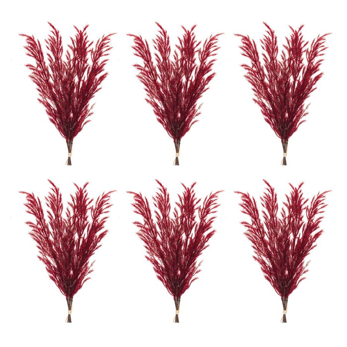 Melrose International Burgandy Plume Bundle, Set of 6, Crimson