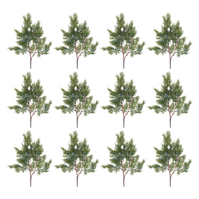 Melrose International Pine Spray, Set of 12, Green/Blue/Brown