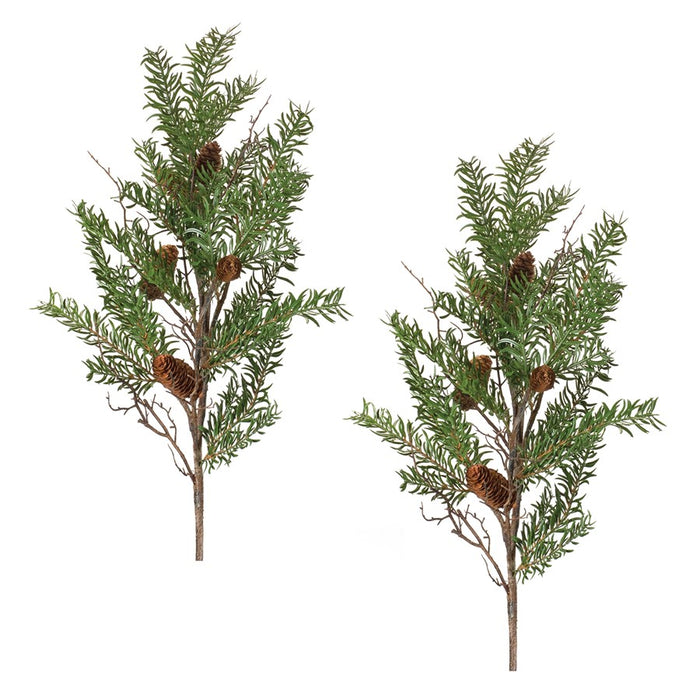 Melrose International Pine Twig Spray, Set of 2, Green/Brown