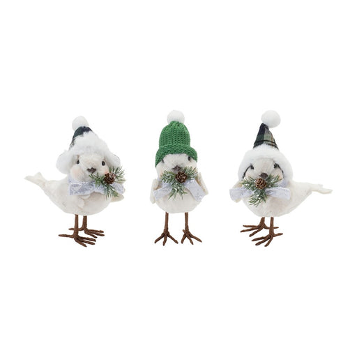 Melrose Winter Bird/Hat/Pine Accent, Set of 6, Green/White - 87012DS