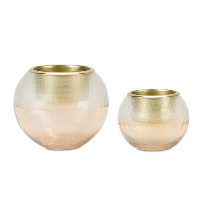Melrose International Ombre Glass Votive Candle Holder, Set of 2, Gold - 87015DS