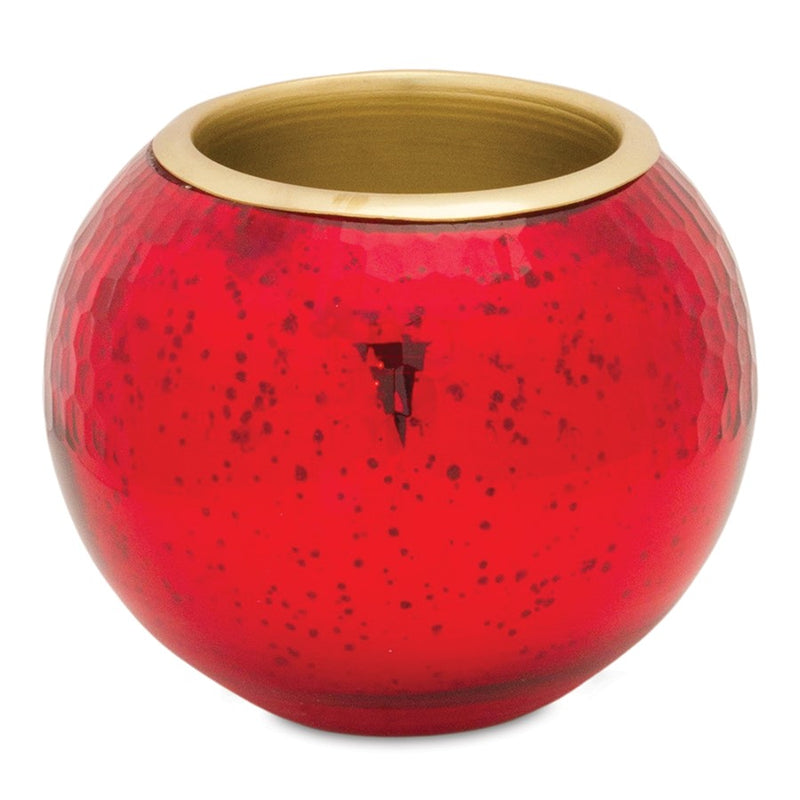 Melrose Round Mercury Glass Votive Holder/Metal Insert, Set of 2, Red