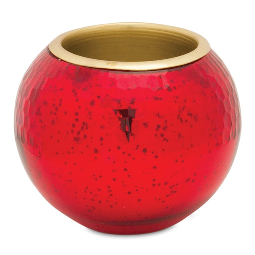 Melrose Round Mercury Glass Votive Holder/Metal Insert, Set of 2, Red