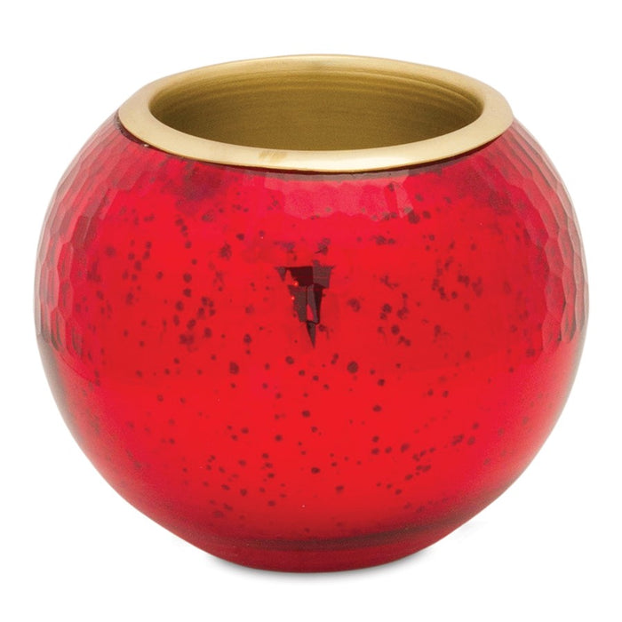 Melrose Round Mercury Glass Votive Holder/Metal Insert, Set of 2, Red