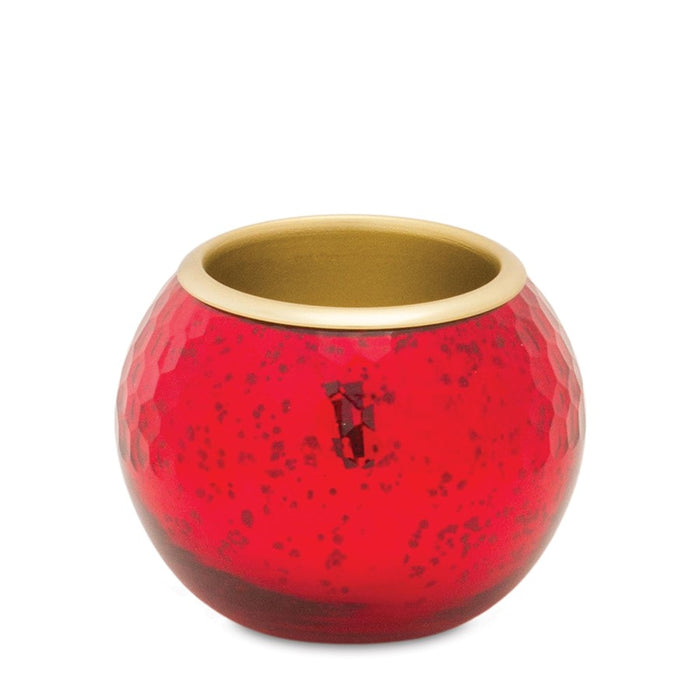 Melrose Round Mercury Glass Votive Holder/Metal Insert, Set of 2, Red
