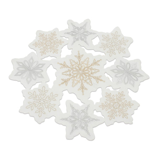 Melrose Embroidered Snowflake Doily, Set of 3, White/Gold/Silver - 87018DS