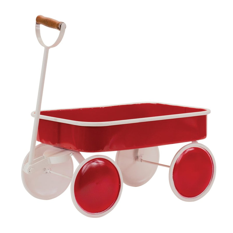 Melrose International Metal Wagon Decor, Set of 2, Red/White