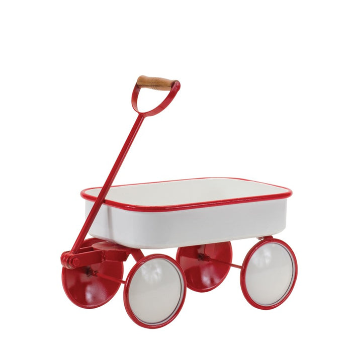 Melrose International Metal Wagon Decor, Set of 2, Red/White