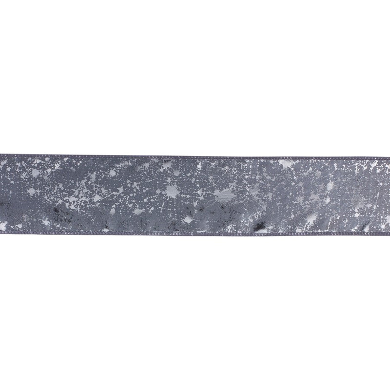 Melrose Wired Polyester Ribbon 2.5"x10 yds, Set of 2, Grey - 87031DS