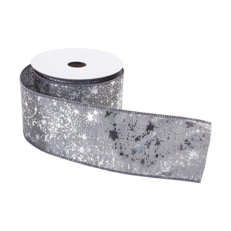 Melrose Wired Polyester Ribbon 2.5"x10 yds, Set of 2, Grey