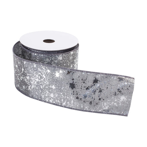 Melrose Wired Polyester Ribbon 2.5"x10 yds, Set of 2, Grey