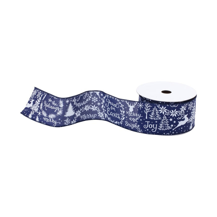 Melrose Peace/Joy Ribbon, Set of 3 2.5"x10 Yds, Blue/White