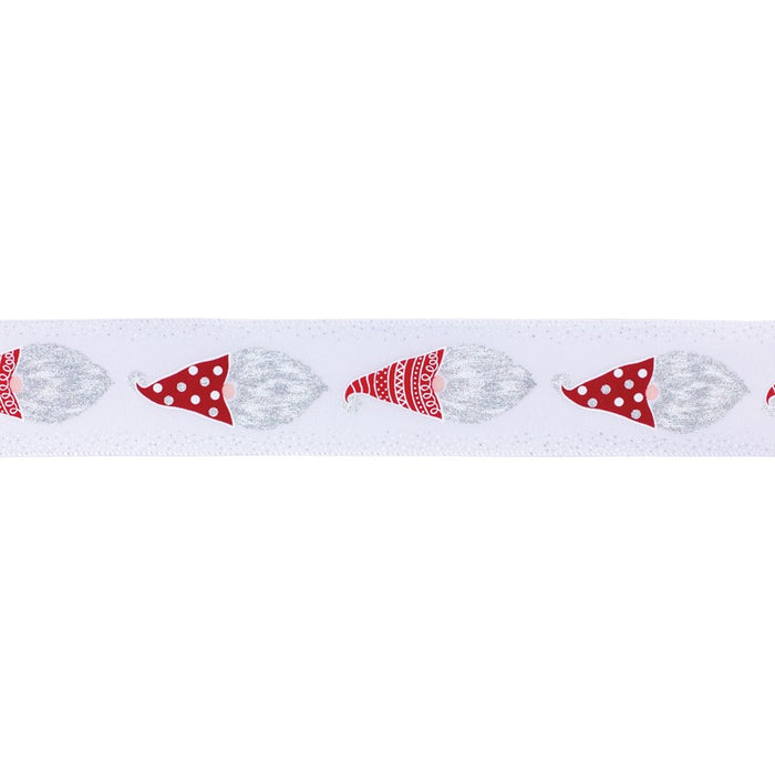 Melrose Wired Polyester Ribbon 2.5"x10 yds, Set of 2, White/Red - 87041DS