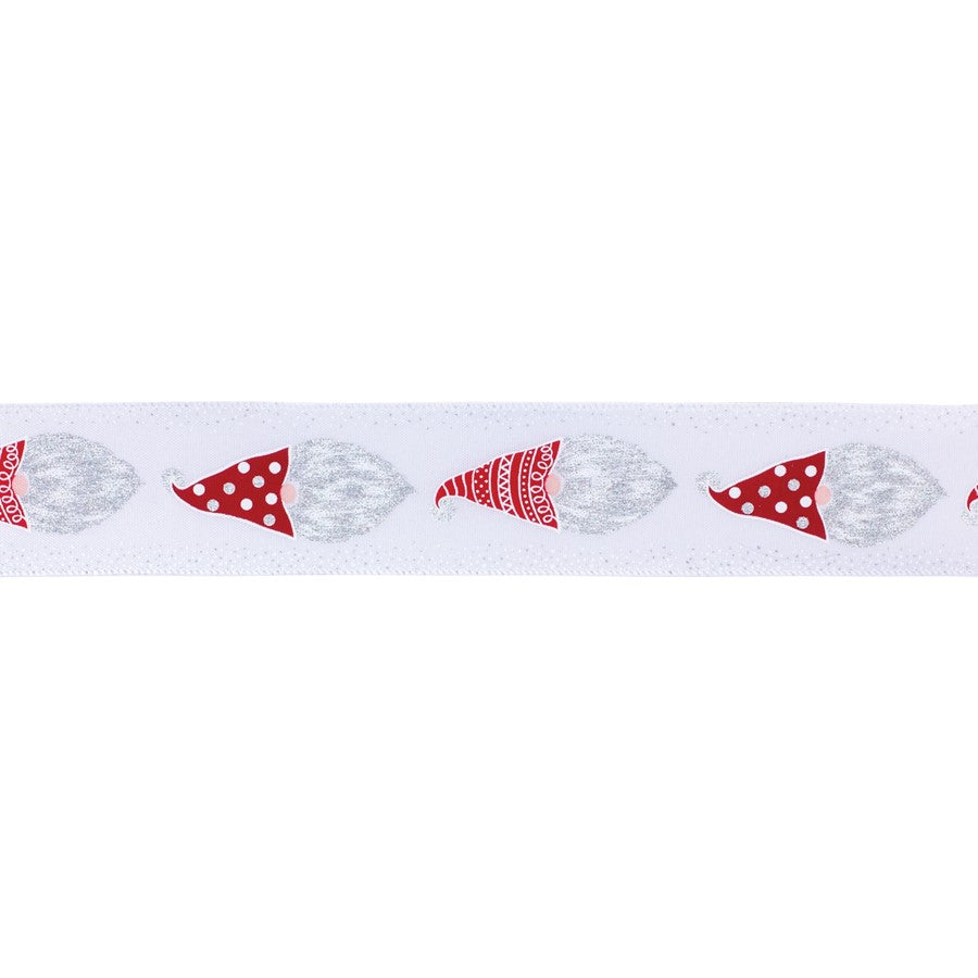 Melrose Wired Polyester Ribbon 2.5"x10 yds, Set of 2, White/Red - 87041DS