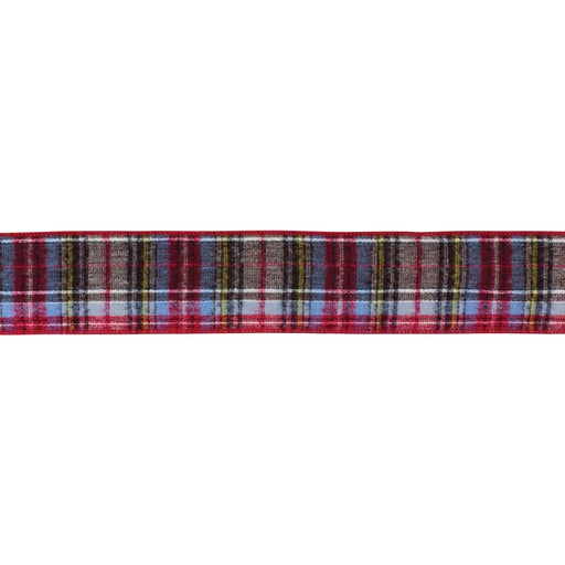 Melrose Wired Polyester Ribbon 2.5"x10 yds, Set of 2, Red/Black/White - 87049DS