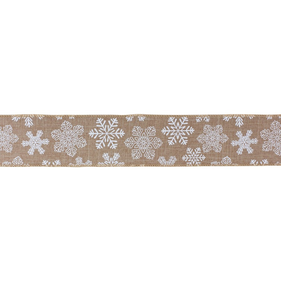 Melrose Wired Polyester Ribbon 2.5"x10 yds, Set of 2, Beige/White - 87070DS