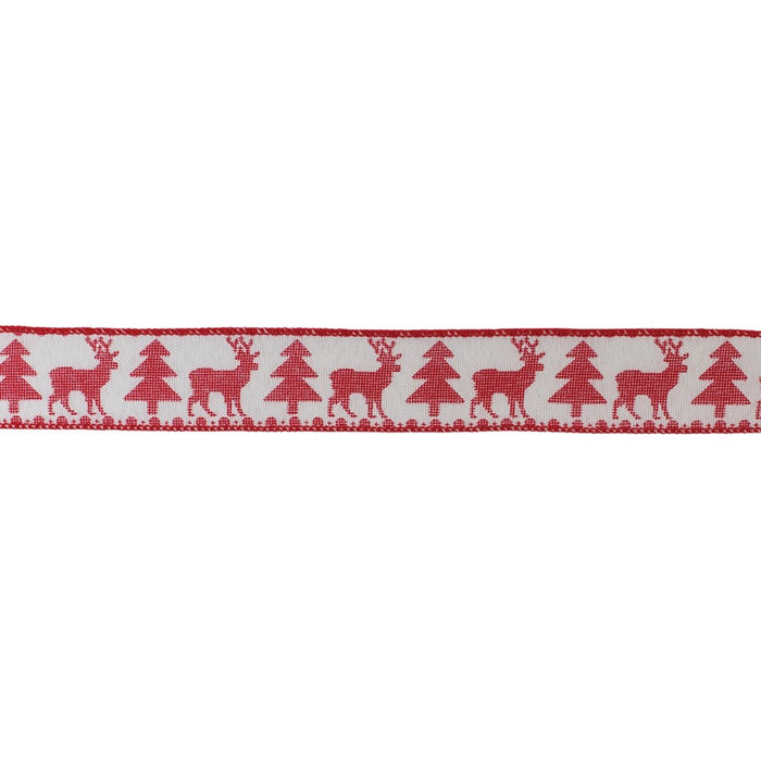 Melrose Wired Polyester Ribbon 2.5"x10 yds, Set of 2, Red/White - 87071DS