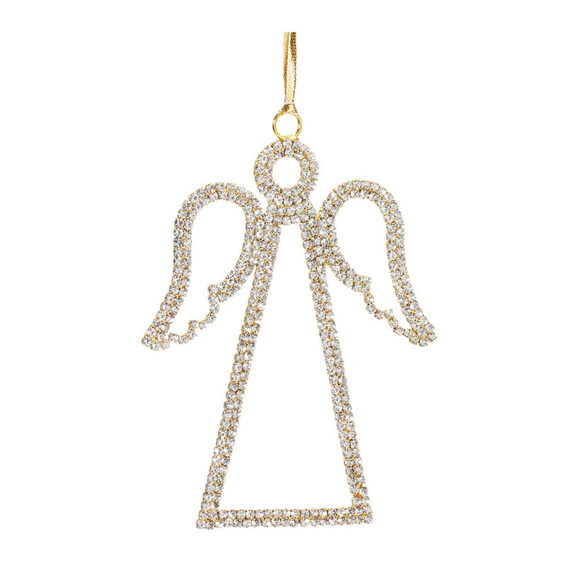 Melrose Jeweled Angel Outline Ornament, Set of 12, Gold/White - 87077DS