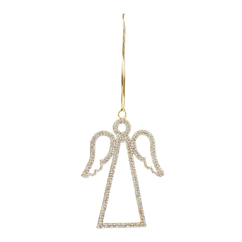 Melrose Jeweled Angel Outline Ornament, Set of 12, Gold/White