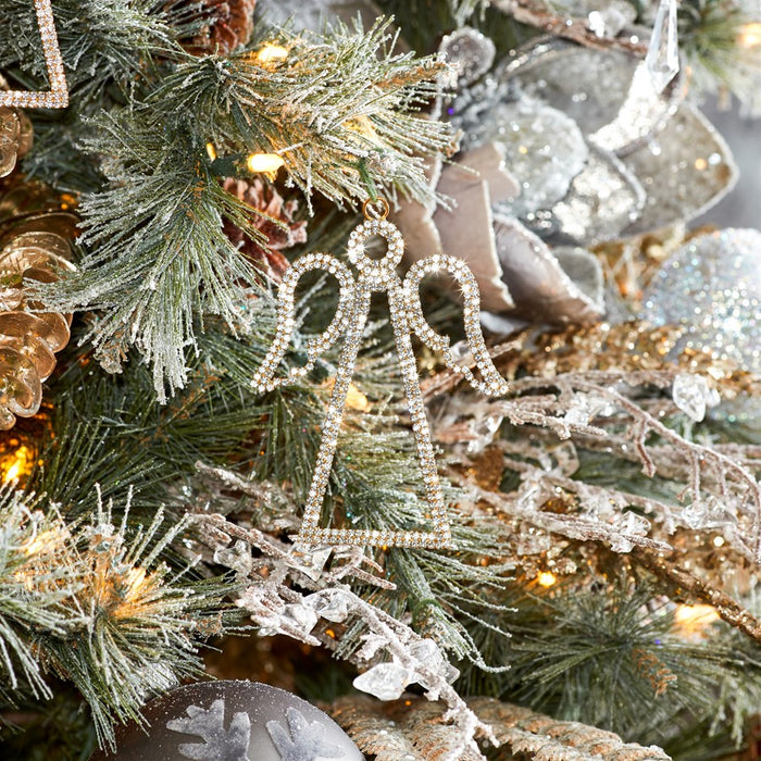 Melrose Jeweled Angel Outline Ornament, Set of 12, Gold/White