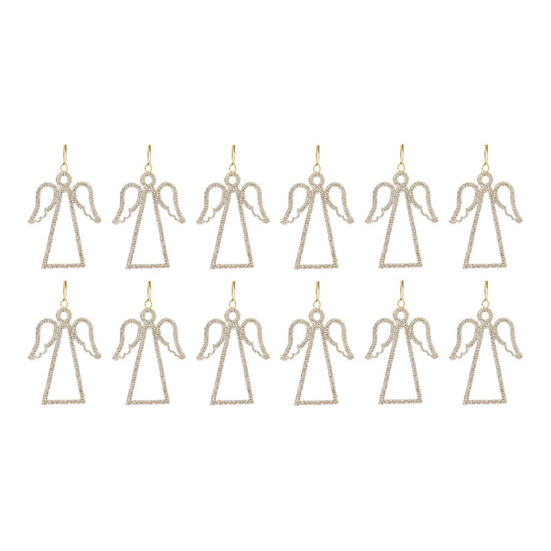 Melrose Jeweled Angel Outline Ornament, Set of 12, Gold/White