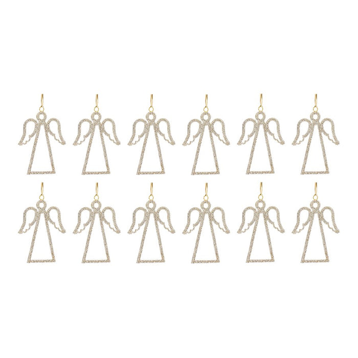 Melrose Jeweled Angel Outline Ornament, Set of 12, Gold/White