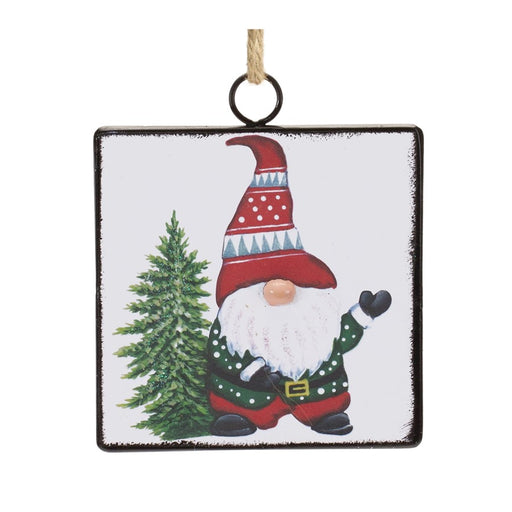 Melrose International Metal Gnome/Tree Ornament, Set of 12, Red/White - 87079DS