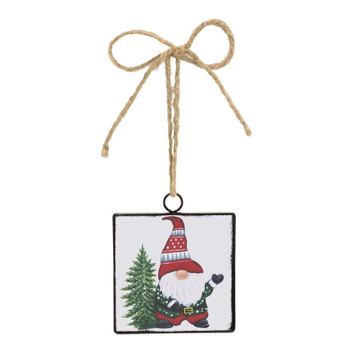 Melrose International Metal Gnome/Tree Ornament, Set of 12, Red/White