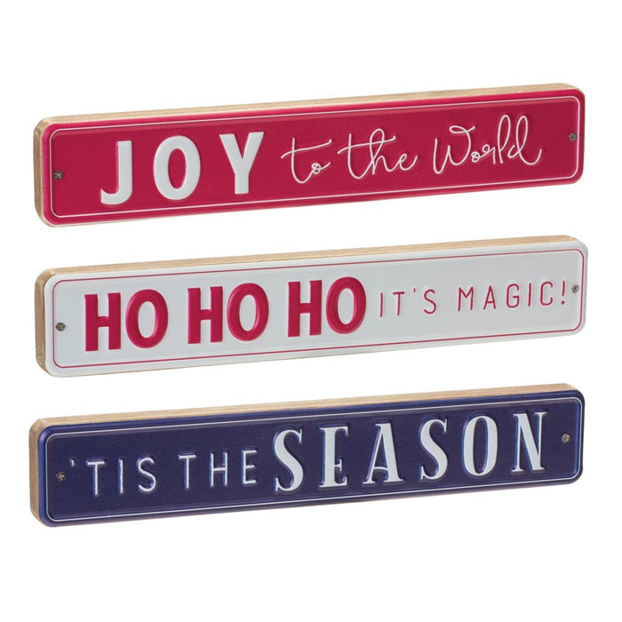 Melrose Christmas Sentiment Sign, Set of 6, Red/Blue/White - 87084DS