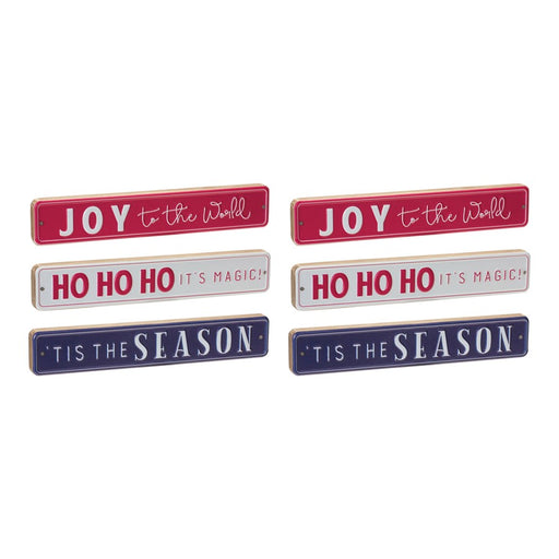 Melrose Christmas Sentiment Sign, Set of 6, Red/Blue/White