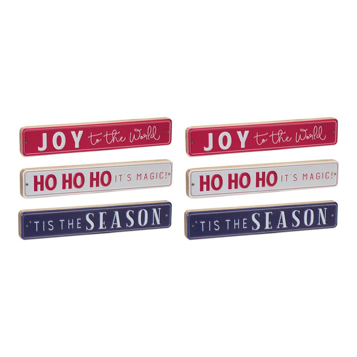 Melrose Christmas Sentiment Sign, Set of 6, Red/Blue/White
