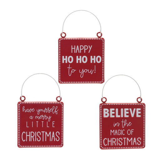 Melrose International Holiday Sentiment Ornament, Set of 6, Red/White - 87086DS