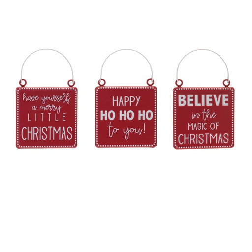 Melrose International Holiday Sentiment Ornament, Set of 6, Red/White