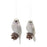 Melrose Beaded Winter Bird Ornament, Set of 12, White/Brown