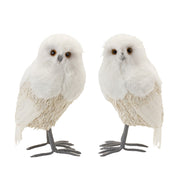 Melrose International Winter Owl Decor, Set of 2, White - 87093DS