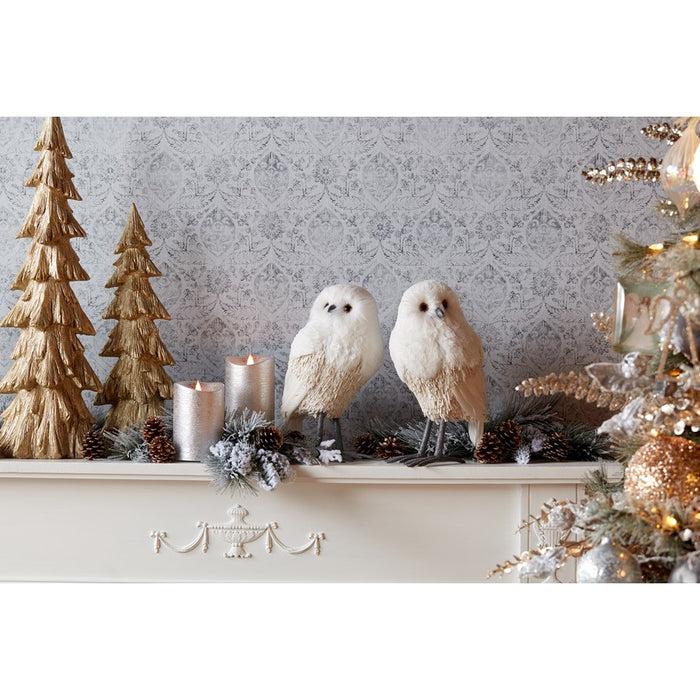 Melrose International Winter Owl Decor, Set of 2, White